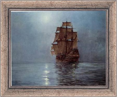 framed  unknow artist Seascape, boats, ships and warships. 141, Ta3071-1